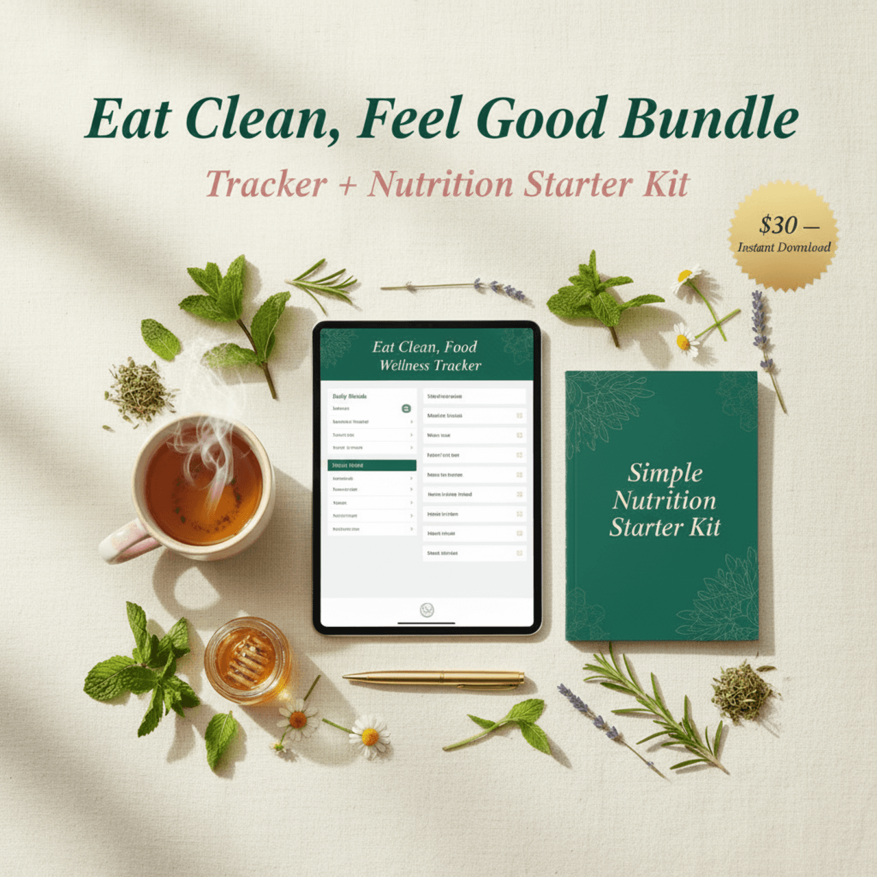 Eat Clean, Feel Good Bundle - Wellness Tracker and More