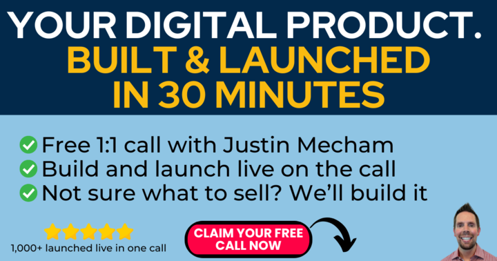 Promotional banner showing a bold promise, checklist, and a call-to-action.